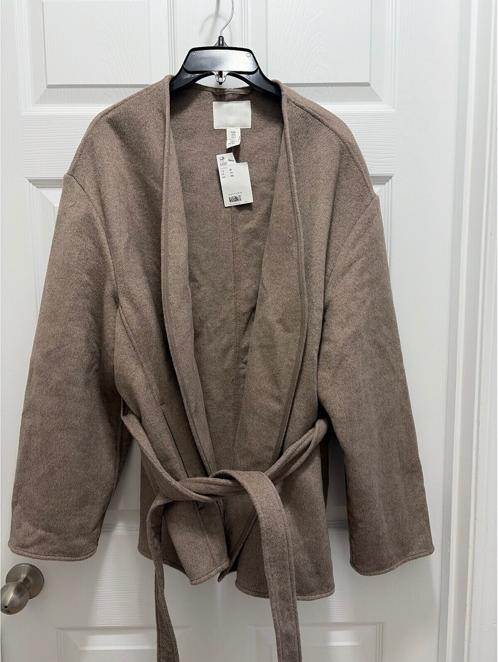 H&M Taupe Belted Open Front Coat Jacket XL